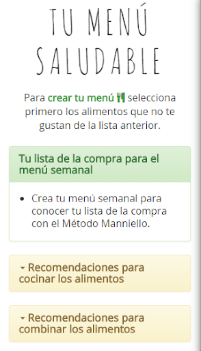 Manniello Method Healthy menu