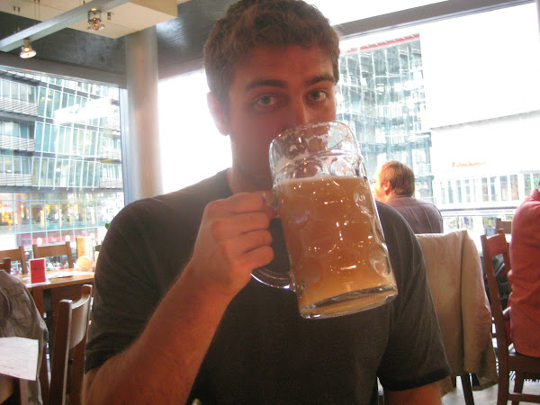 Me enjoying some awesome bananenweizen. Yeah, you read that right. It’s banana-infused wheat beer.