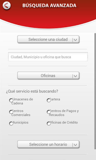 Davivienda aplicación android ios pantallazo screenshot busqueda avanzada