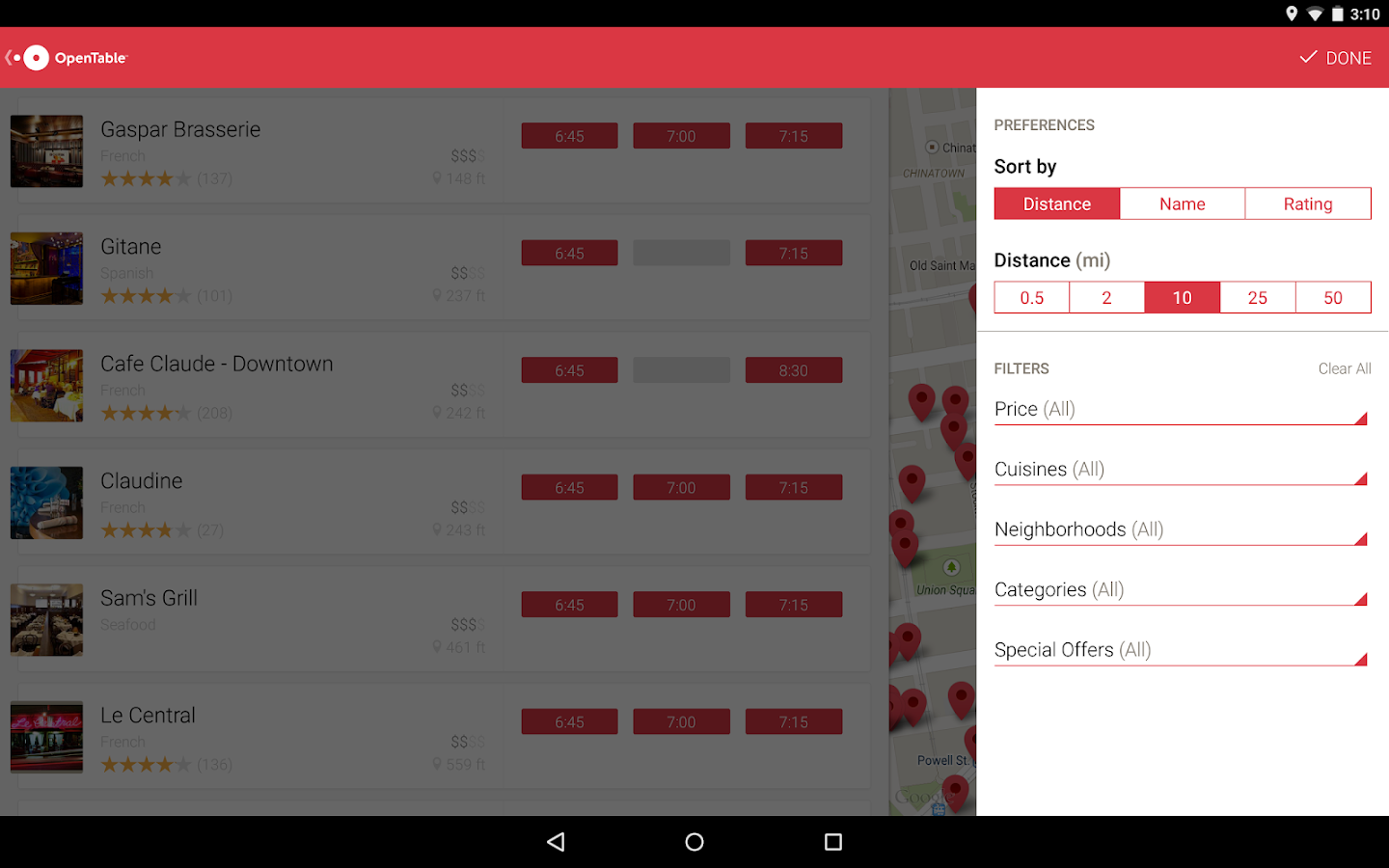 OpenTable Free Reservations screenshot