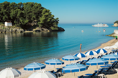 Tere Moana anchored off Parga along the northwestern coast of Greece.  