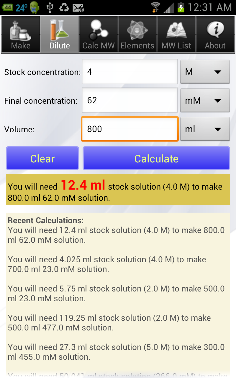 Solution Calculator Pro Screen 2