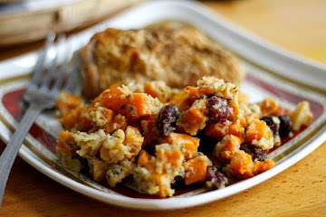 Butternut Squash, Apple and Cranberry Gratin