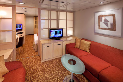 Get comfortable with a high-tech setup in many of the family suites aboard Celebrity Constellation.