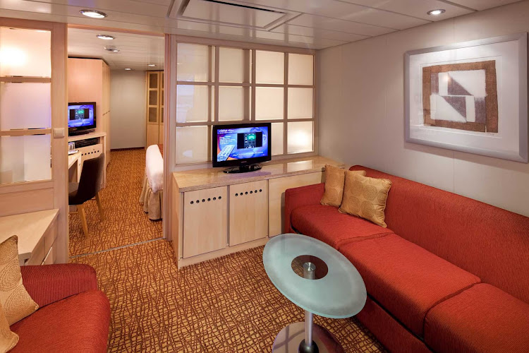 Get comfortable with a high-tech setup in many of the family suites aboard Celebrity Constellation.