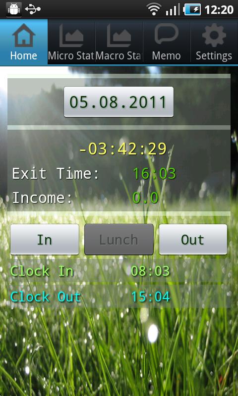 Android application LetMeGoHome Full: a work clock screenshort