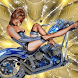 Sexy Blue Motorcycle Rider LWP