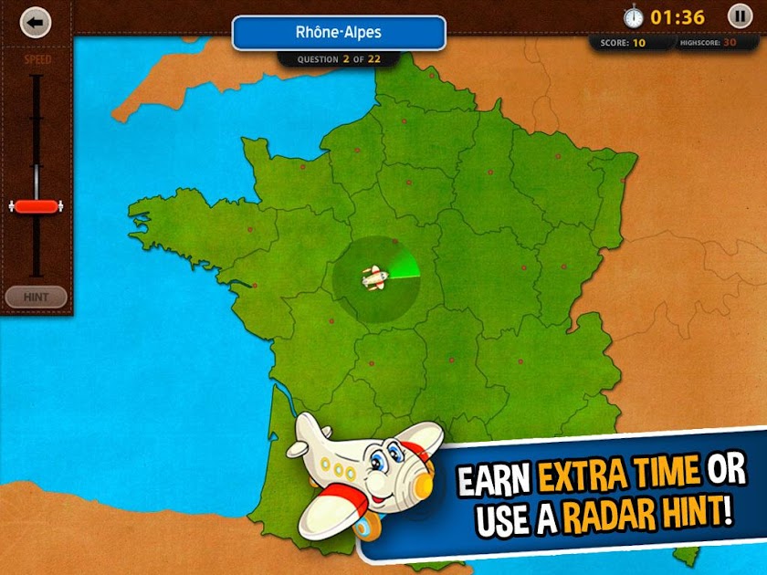 GeoFlight France: Geography Screen 3