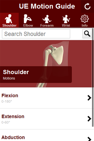 Android application Upper Extremity Motion Guide screenshort