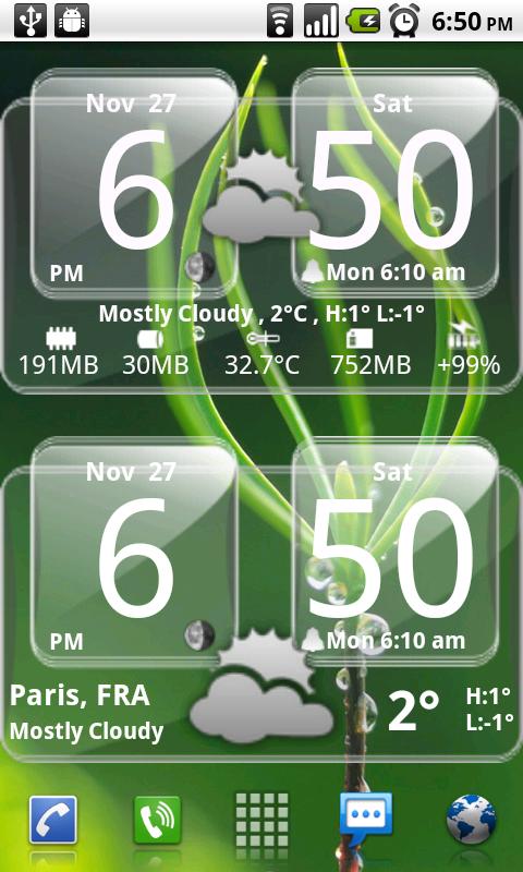 Android application Sense Analog Glass Clock 4x2 screenshort