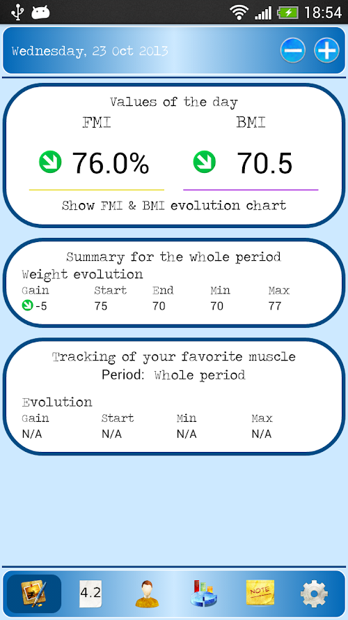 Android application My Weight &amp; Body Manager screenshort