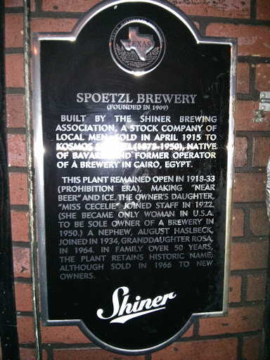 Spietzl Brewery Memorial Plaque