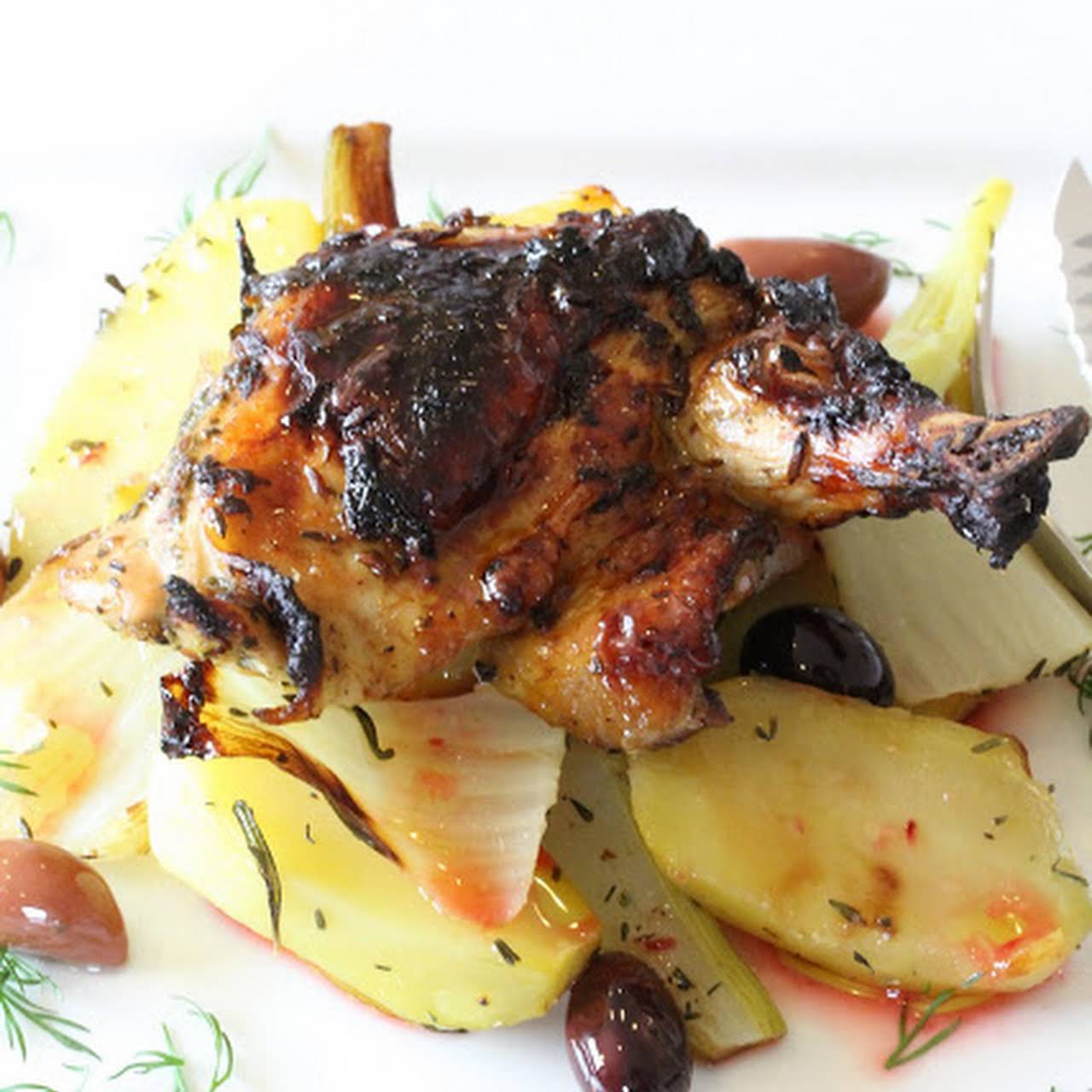 Guinea Fowl  once Potatoes, Fennel and Blood Orange, Recipe from Jamie Oliver