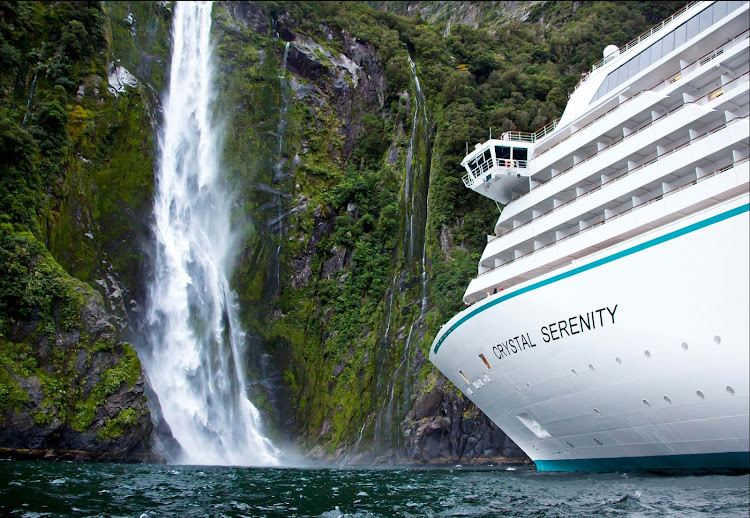View gorgeous waterfalls up close when Crystal Serenity takes you through Milford Sound in New Zealand.