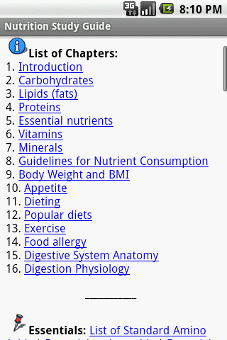 Android application Nutrition Study Guide screenshort