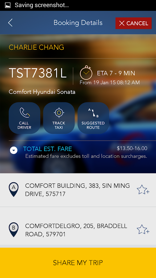    ComfortDelGro Taxi Booking App- screenshot  