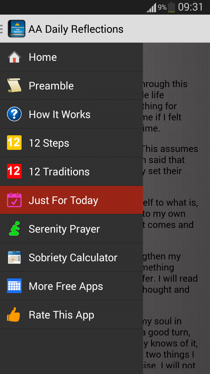AA Daily Reflections Screen 1