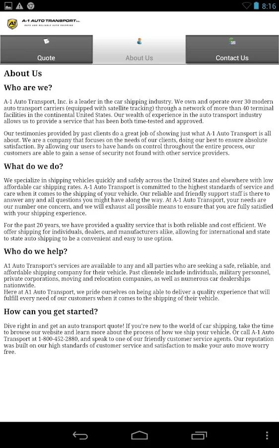    A1 Auto Transport Car Shipping- screenshot  