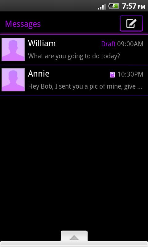 GO SMS Theme Purple Neon Screen 2