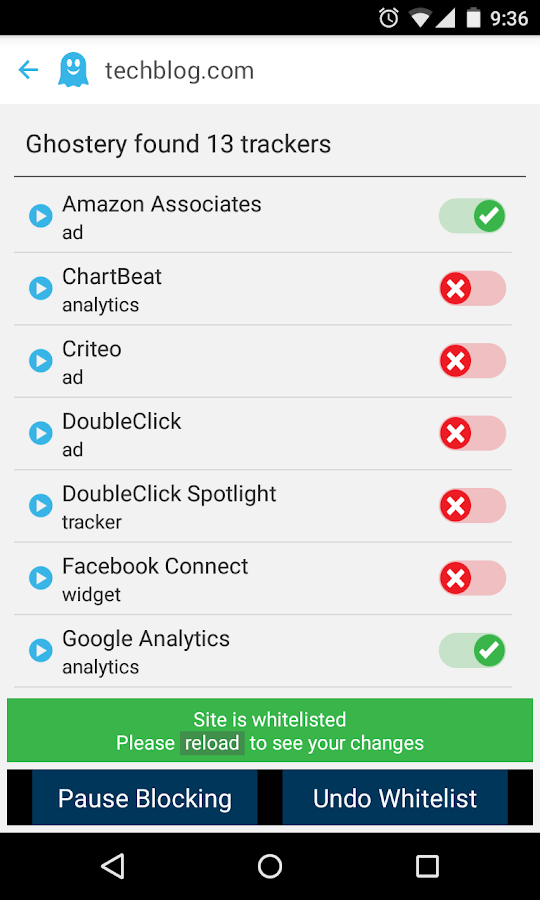 Ghostery Privacy Browser - screenshot