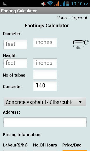 Footing Calculator app