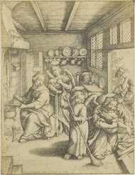 Fotoreproductie van de gravure Le balai door Hieronymus Wierix