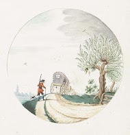 Zomer: landweg met jager en koets