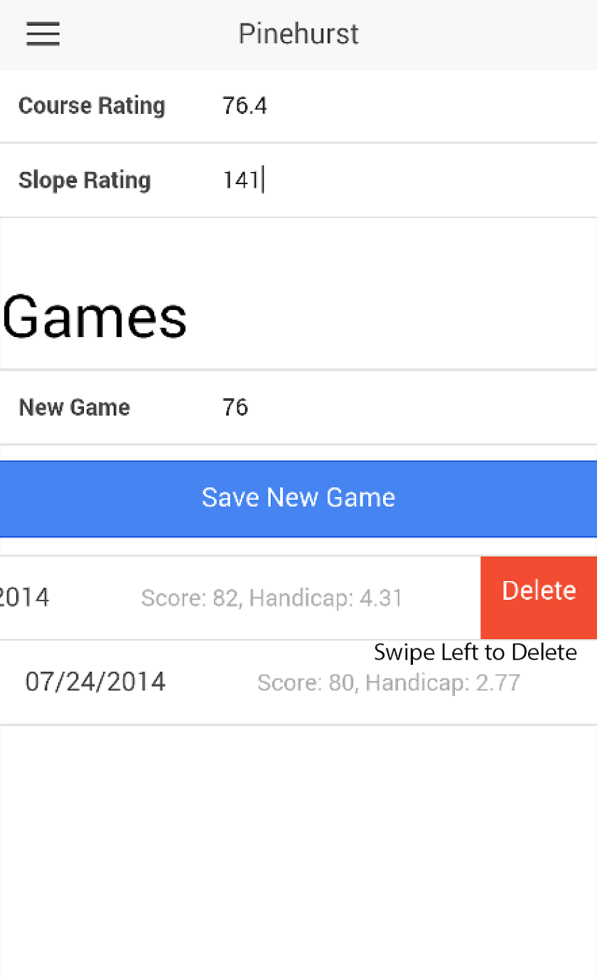 Golf Handicap Manager Screen 2