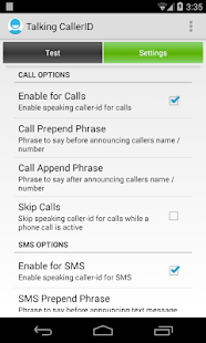 Talking Caller ID Calls SMS