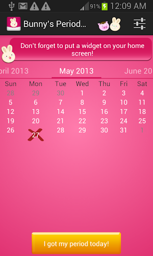 Bunnys期間跟踪 日曆