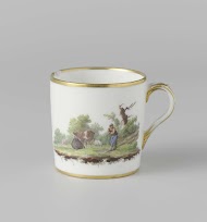 Kop, beschilderd met een landschap met vee