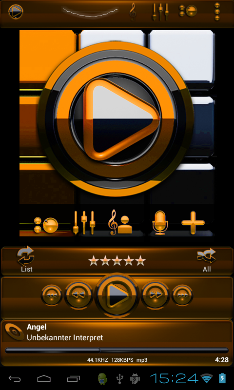 Poweramp skin Black Orange Screen 2