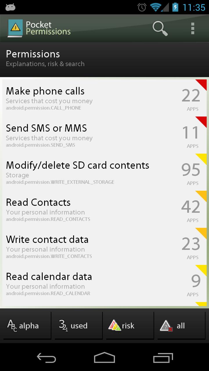 PocketPermissions Screen 2