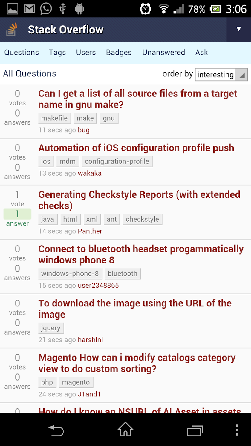 SoClient - StackOverflow Screen 2