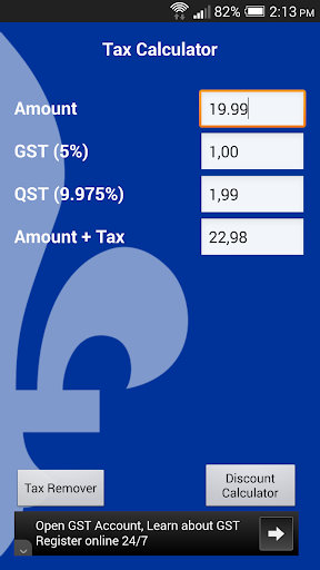 GST QST Tax Calculator