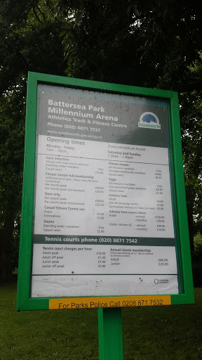 Battersea Park Millennium Arena Sign
