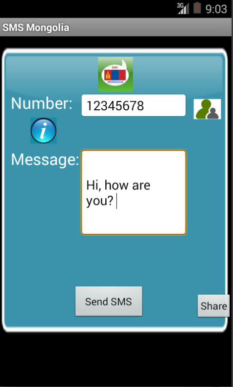 Android application Free SMS Mongolia screenshort