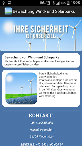 Bewachung Wind und Solarparks