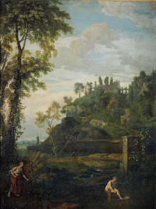RIJKS: Johannes Glauber: Arcadian Landscape with Salmacis and Hermaphroditus 1726