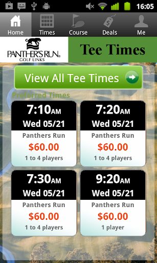 Panthers Run Golf Tee Times