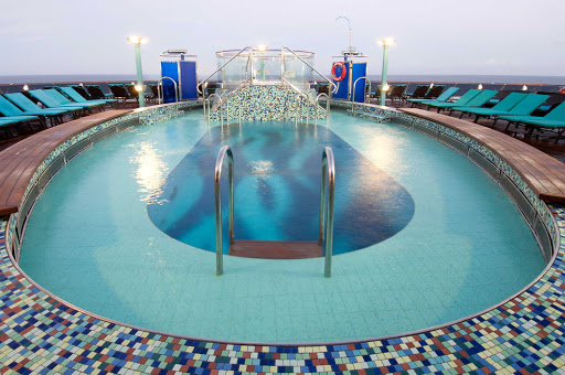 The Serenity area, an adults-only retreat on Carnival Pride, has its own pool,  spa and bar. 