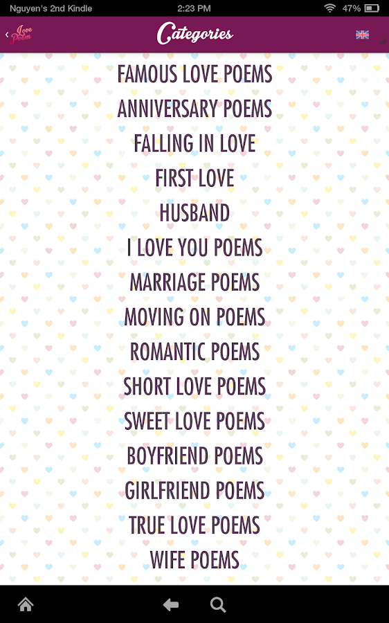 Love poems & Romance poems - screenshot