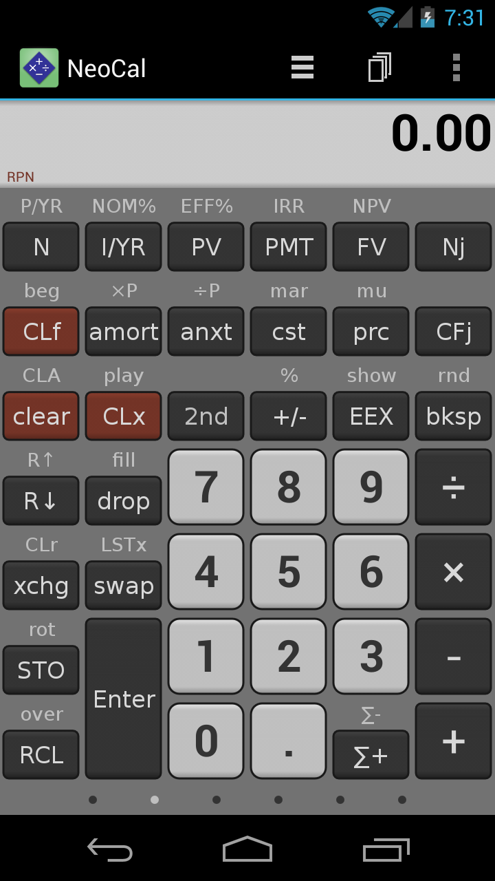 NeoCal Financial Calculator Screen 1