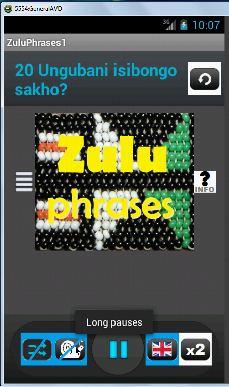 Zulu Phrases language tutor - screenshot