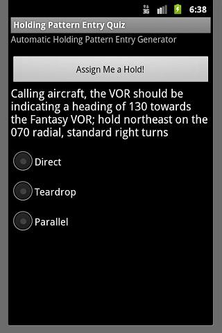 IFR Holding Pattern Entry Quiz