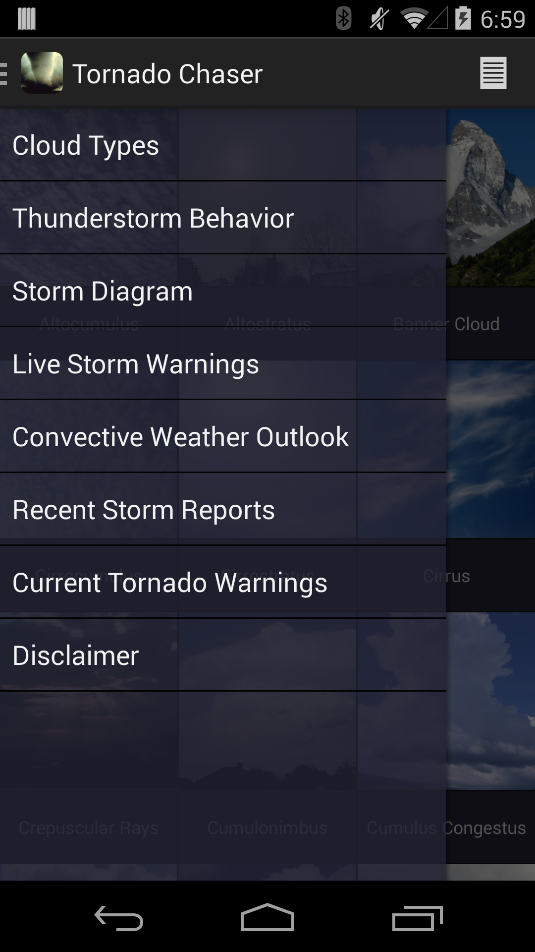 Android application Tornado Chaser screenshort