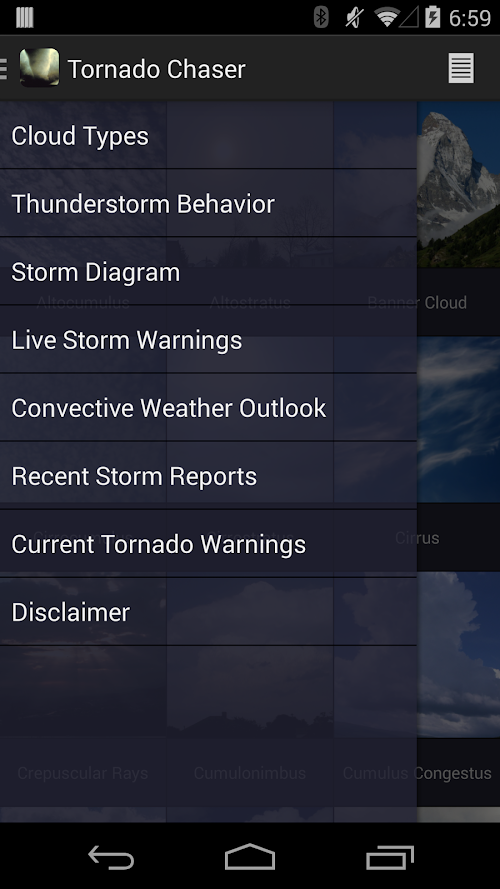 Android application Tornado Chaser screenshort