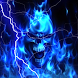 Glowing Blue Lightning Skull