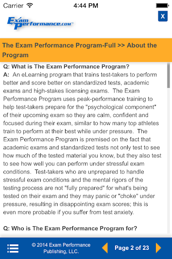 EXAM PERFORMANCE PROGRAM-FULL