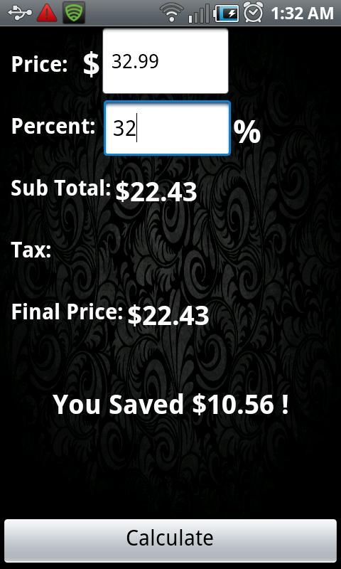 The Discount Calculator Screen 3